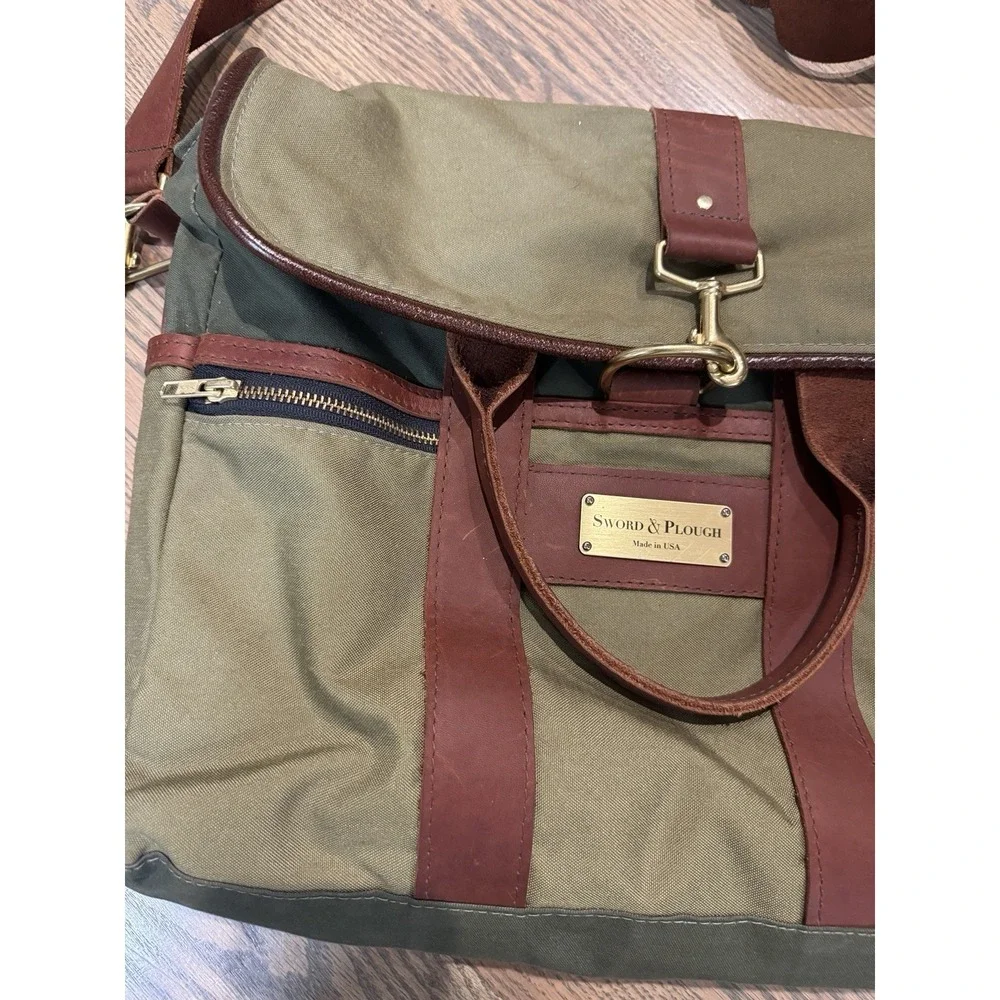 Sword & Plough Canvas Briefcase Messenger Laptop Bag Crossbody Strap